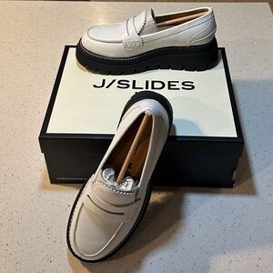 NIB J/Slides TYLER White Leather Loafers